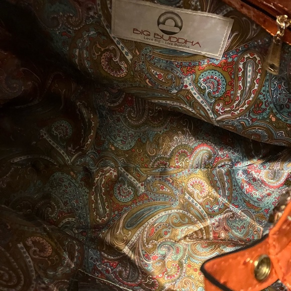 Big Buddha faux Orange Alligator handbag. - Picture 6 of 6